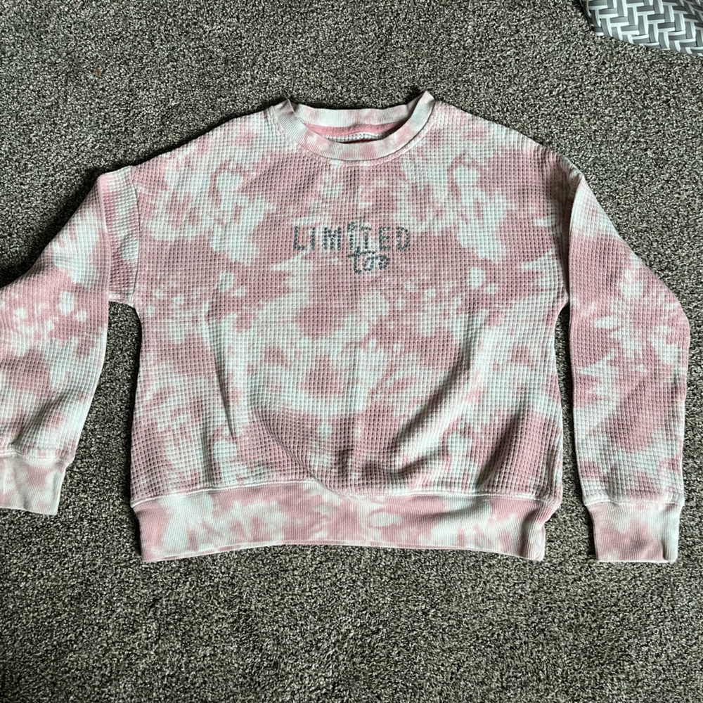 Limited Too Pink and White Tie-Dye Waffle Knit Sweatshirt